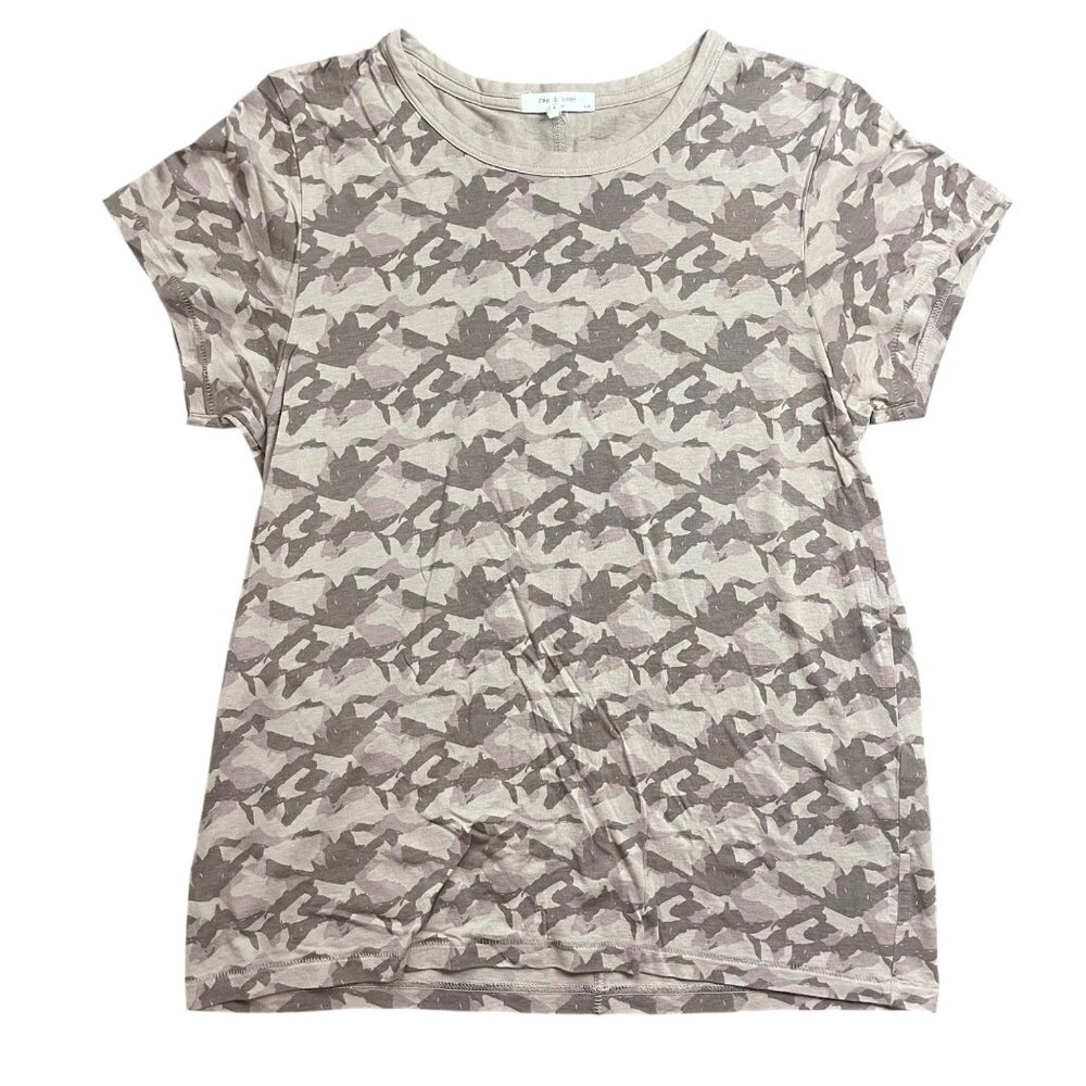 Rag & Bone Womens Camouflage Print T-Shirt Size Large Lightweight Cotton Viscose